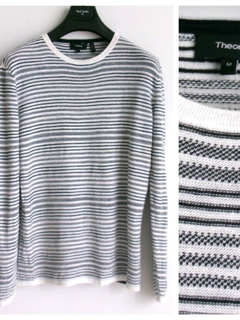 THEORY MEN'S SAVARO LINEN STRIPED SWEATER Sz-M